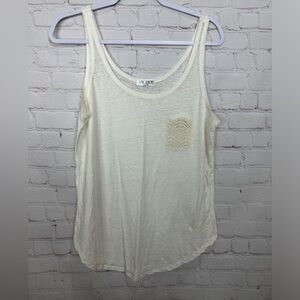 Awake Women's cream Scoop Neck sleeveless tank shirt top, sz M, GUC